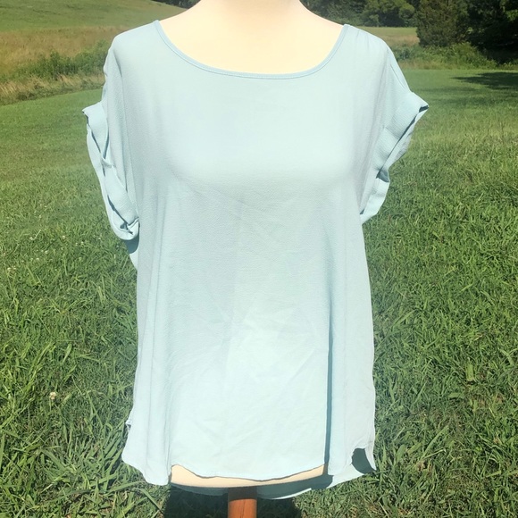 Pink Rose Tops - Pink Rose Vintage Blouse Blue Large